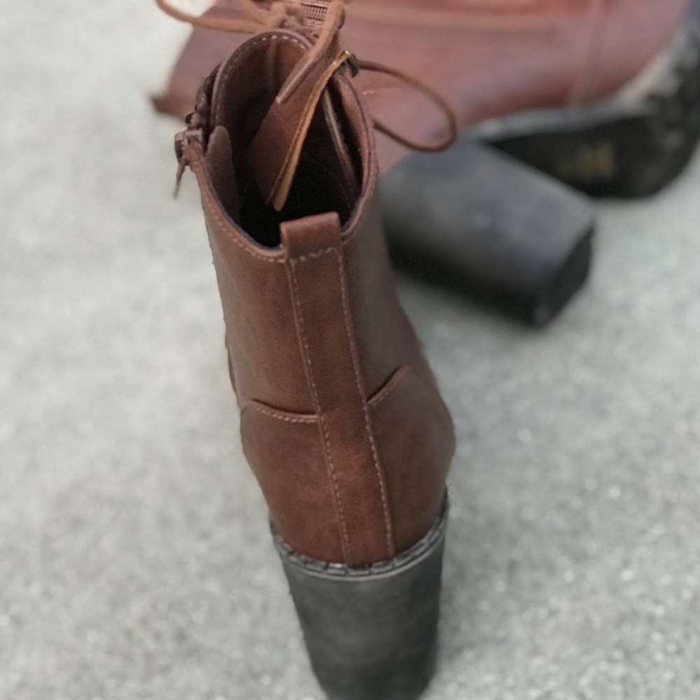 2 left! Soda tan Malia lace-up heeled combat Boots - Picture 7 of 7